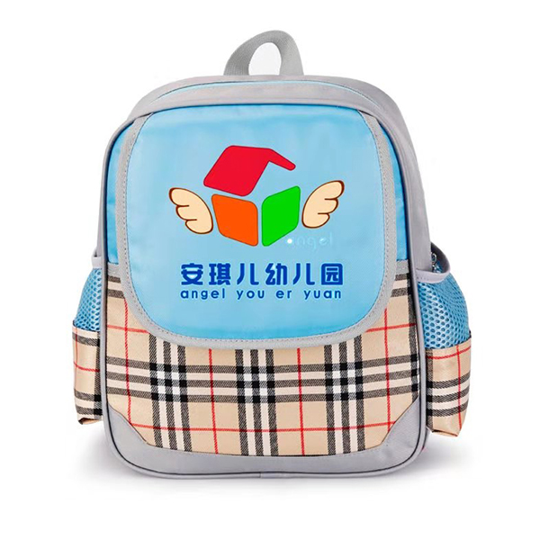 雙肩灰格子+藍色幼兒書包